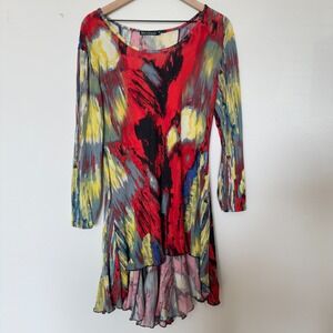 Mechant Women‎ Lagenlook Top XL Artsy Boho Chic Scoop Neck Long Sleeve Fitted